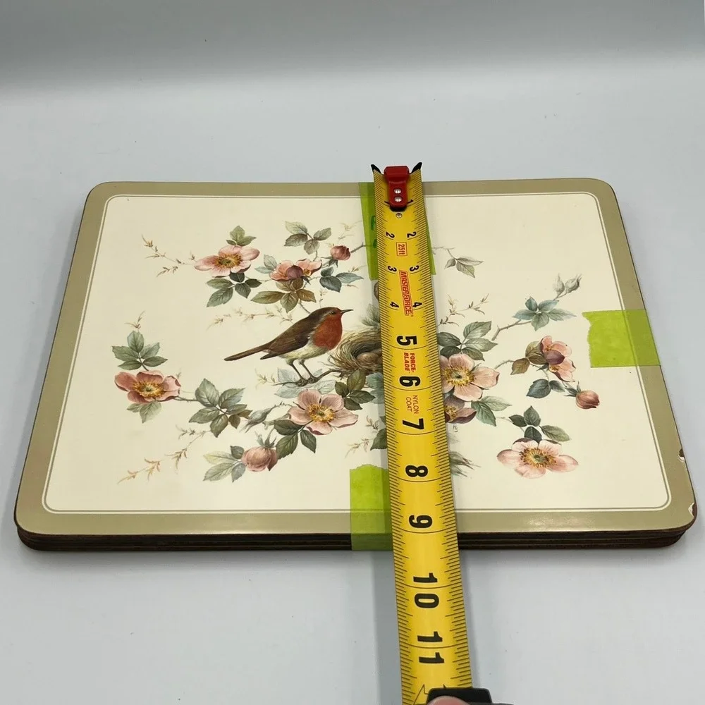 Vintage Pimpernel Robin Bird Placemats Set of 4 Cream Green Good Vintage Corked